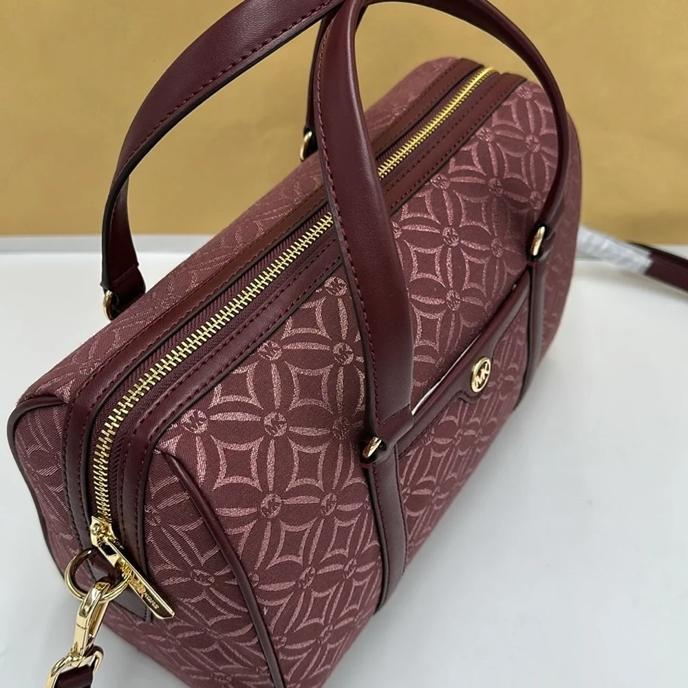 MICHAEL KORS JST TRAVEL MEDIUM DUFFLE SATCHEL SHOULDER CROSSBODY BAG MK OXBLOOD